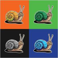 caracol dibujos animados vector cuatro colores alternativa colección