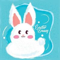 Happy easter poster with isolated easter bunny Vector illustration