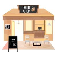 Modern coffee shop with furniture Vector illustration