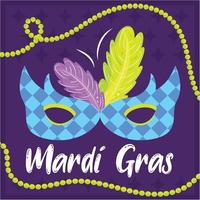 Colored mardi gras poster carnival mask with feathers Vector illustration