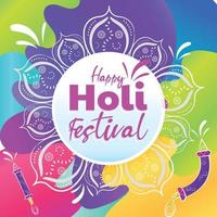 Colored holi festival poster with label and text Vector illustration