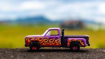 minahasa, Indonesia January 2023, toy car in the rice field photo