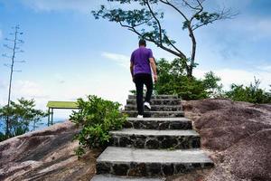 Mahe Seychelles 02.02.2023 Clients walking on steps for an amazing view point photo