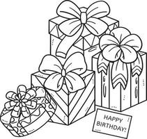 Birthday Gift Isolated Coloring Page for Kids vector