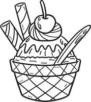 Birthday Ice Cream Isolated Coloring Page for Kids vector