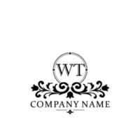 letter WT floral logo design. logo for women beauty salon massage cosmetic or spa brand vector