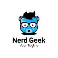 Geek and Nerd Logo Character Stock Image  vector template