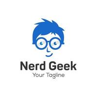 Geek and Nerd Logo Character Stock Image  vector template