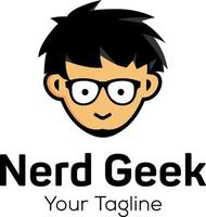 Geek and Nerd Logo Character Stock Image  vector template