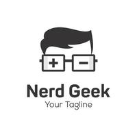 Geek and Nerd Logo Character Stock Image  vector template