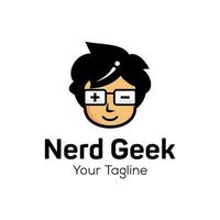 Geek and Nerd Logo Character Stock Image  vector template