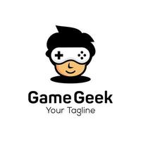 Geek and Nerd Logo Character Stock Image  vector template