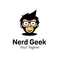 Geek and Nerd Logo Character Stock Image  vector template