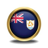 Anguilla Flag circle shape button glass in frame golden vector