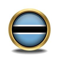 Botswana Flag circle shape button glass in frame golden vector