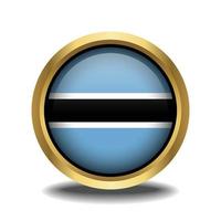 Botswana Flag circle shape button glass in frame golden vector