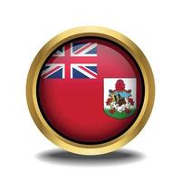 Bermuda Flag circle shape button glass in frame golden vector