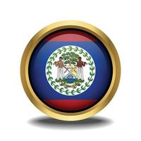 belice bandera circulo forma botón vaso en marco dorado vector