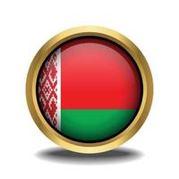 Belarus Flag circle shape button glass in frame golden vector