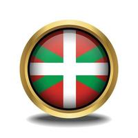 Basque lands Flag circle shape button glass in frame golden vector