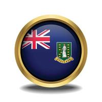 British Virgin Islands Flag circle shape button glass in frame golden vector