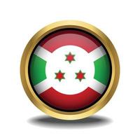 Burundi Flag circle shape button glass in frame golden vector