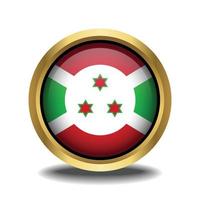 Burundi Flag circle shape button glass in frame golden vector