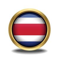 Costa Rica Flag circle shape button glass in frame golden vector
