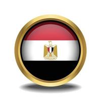 EGYPT Flag circle shape button glass in frame golden vector