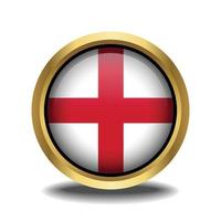 England Flag circle shape button glass in frame golden vector