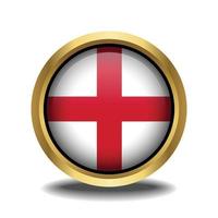 England Flag circle shape button glass in frame golden vector