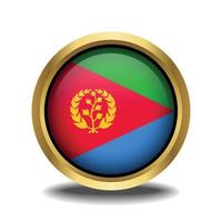 eritrea bandera circulo forma botón vaso en marco dorado vector