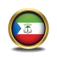 Equatorial Guinea Flag circle shape button glass in frame golden vector