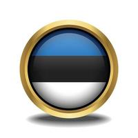 Estonia Flag circle shape button glass in frame golden vector