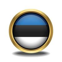 Estonia Flag circle shape button glass in frame golden vector