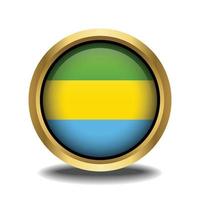 Gabon Flag circle shape button glass in frame golden vector