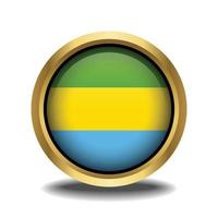 Gabon Flag circle shape button glass in frame golden vector