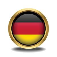 Germany Flag circle shape button glass in frame golden vector