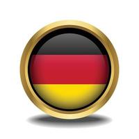 Germany Flag circle shape button glass in frame golden vector