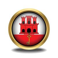 Gibraltar bandera circulo forma botón vaso en marco dorado vector