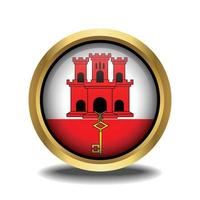 Gibraltar Flag circle shape button glass in frame golden vector