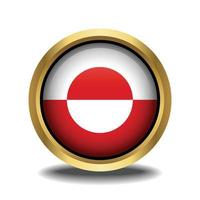 Greenland Flag circle shape button glass in frame golden vector