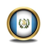 Guatemala Flag circle shape button glass in frame golden vector