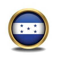 Honduras Flag circle shape button glass in frame golden vector