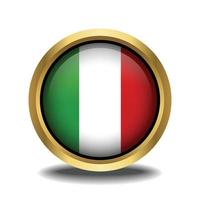 Italy Flag circle shape button glass in frame golden vector