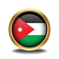 Jordan Flag circle shape button glass in frame golden vector