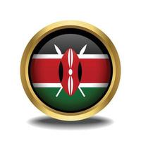 Kenya Flag circle shape button glass in frame golden vector