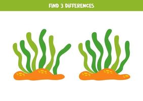 Find 3 differences between two cartoon seaweeds. vector