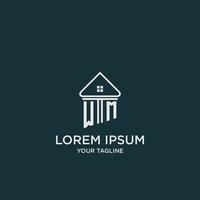 WM initial logo monogram real estate with home image ideas vector