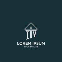 IV initial logo monogram real estate with home image ideas vector